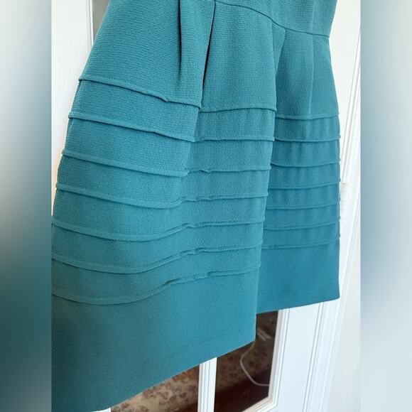 MADEWELL Spruce Green MIDNIGHT DRESS Shutter Pleat Fit & Flare Textured Crepe 4 - Picture 4 of 16